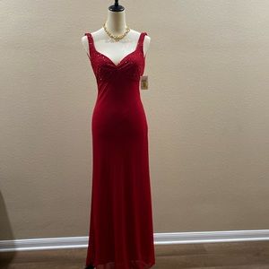 Stunning red evening gown with sequin top area, from B. Darlin